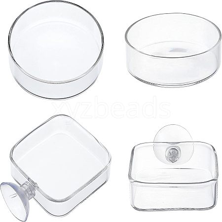 SUPERFINDINGS 4Pcs 2 Styles Transparent Glass Aquarium Shrimp Food Feeder Dish AJEW-FH0001-39-1