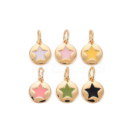 Brass Enamel Charms KK-S356-671G-NF-1