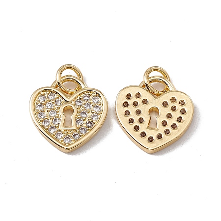 Brass Micro Pave Clear Cubic Zirconia Pendants KK-G439-16G-1