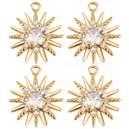 10Pcs Brass Micro Pave Clear Cubic Zirconia Pendants KK-BBC0005-87-1