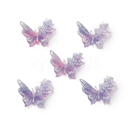 Butterfly with Flower Transparent Resin Cabochons FIND-L019-06B-1