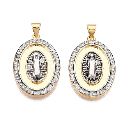 Brass Micro Pave Cubic Zirconia Pendants KK-T070-24G-1