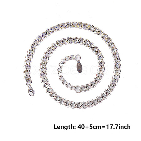 304 Stainless Steel Cuban Link Chain Necklaces AZ7652-1-1