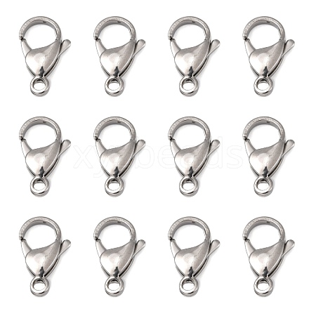 Tarnish Resistant Polished 316 Surgical Stainless Steel Lobster Claw Clasps X-STAS-R072-18A-1