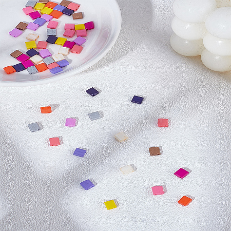 66Pcs 11 Colors 2-Hole Baking Paint Glass Seed Beads SEED-LP0001-03-1