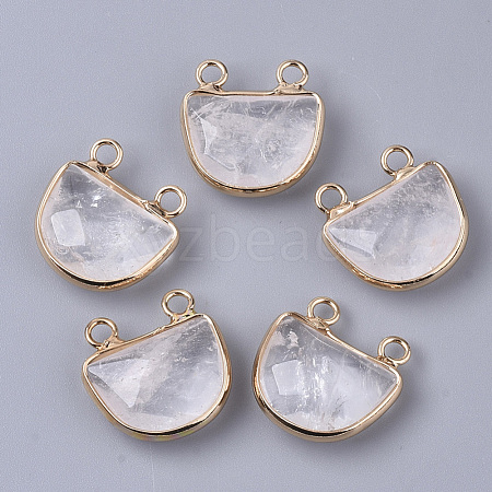 Natural Quartz Crystal Semi Circle Pendants G-S359-011H-1