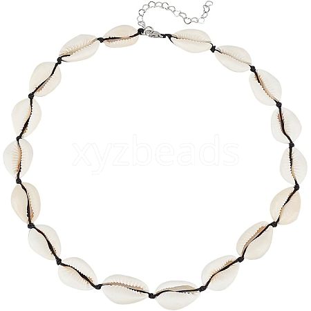 Unicraftale Natural Cowrie Shell Beaded Necklace for Women NJEW-UN0001-40-1