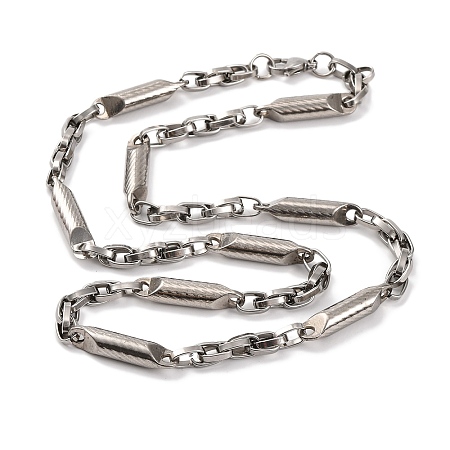 201 Stainless Steel Column Links Necklace NJEW-F222-15P-1