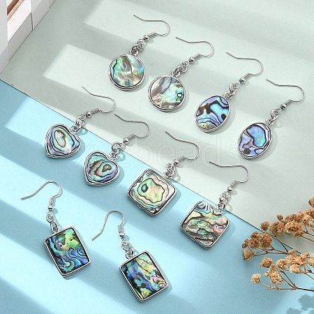 Abalone Shell/Paua Shell Dangle Earrings EJEW-F147-A-1