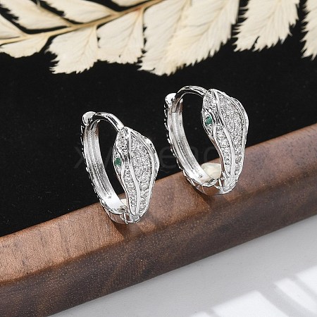 Brass Clear Cubic Zirconia Hoop Earrings EJEW-Q014-20P-1