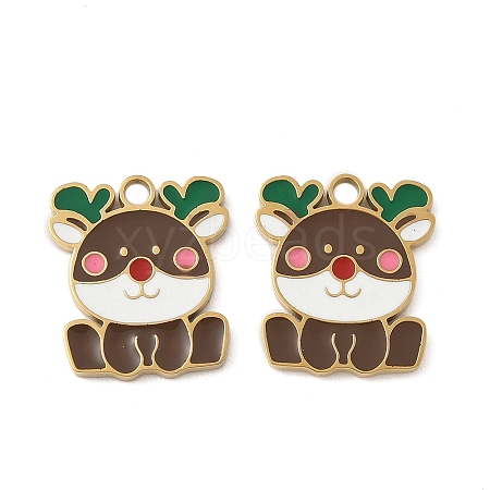 Christmas 304 Stainless Steel Enamel Pendants STAS-Z093-08N-G-1