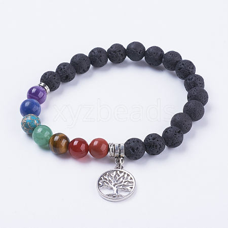 Natural Lava Rock Stretch Bracelets BJEW-F308-35AS-1