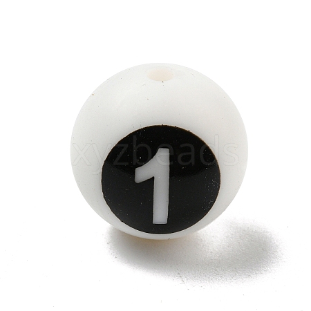 Round with Black Number 1 Silicone Beads SIL-R013-01B-1