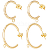 Beebeecraft 20Pcs 2 Style Brass Ring Stud Earring Findings KK-BBC0012-81-1