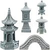 5Pcs 5 Style Chinese Pagoda Statue Stone Miniature Ornament AJEW-FH0002-53-1