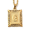 201 Stainless Steel Cable Chain Rectangle with Letter Pendant Necklaces NJEW-M070-01G-G-1