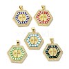 Brass Micro Pave Clear Cubic Zirconia Pendants KK-K385-033G-1