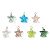 100Pcs Gradient Color Baking Painted Transparent Glass Starfish Connector Charms PALLOY-JF03296-1