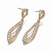 Brass Micro Pave Cubic Zirconia Dangle Stud Earrings EJEW-F224-05-2