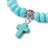 Synthetic Imperial Jasper Beads & Turquoise Cross Stretch Bracelets for Women Men BJEW-JB11382-04-3