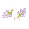 3 Pairs 3 Colors Glass Flower Dangle Earrings EJEW-TA00581-5