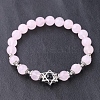 Natural Rose Quartz Bead Stretch Bracelets for Women PW-WGFE2E5-02-1