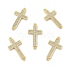 Brass Micro Pave Clear Cubic Zirconia Connector Charms KK-E068-VB328-1