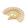 Fan Shaped Rack Plating Brass Micro Pave Cubic Zirconia Pendants X-KK-G512-28B-G-2