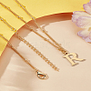 1Pc Brass Chain & 304 Stainless Steel Letter Pendant Necklaces NJEW-LP0001-35R-G-3