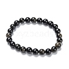 Natural Golden Sheen Obsidian Stretch Beaded Bracelets G-A185-01P-1