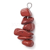 Gradient Color Natural Rhodonite & Natural Red Jasper & Natural Strawberry Quartz Chip Beaded Pendants PALLOY-JF02791-06-3