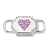 Rack Plating Brass Micro Pave Clear & Orchid Cubic Zirconia Heart Mask Connector Charms KK-L224-065P-1