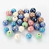 Pearlized Handmade Porcelain Round Beads X-PORC-S489-10mm-M-1