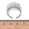 Brass Micro Pave Cubic Zirconia Cuff Open Rings for Women RJEW-L343-13P-03-5
