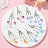 4 Pairs 4 Colors Glass Moon with Star Long Drop Earrings EJEW-TA00276-3