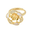 Flower Brass Shell & Cubic Zirconia Adjustable Ring Settings KK-K297-07G-2