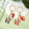 Rugby & Word Love Alloy Enamel Keychains KEYC-JKC01060-2