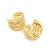 Rack Plating Brass with Clear Cubic Zirconia Multi Lines Cuff Earrings EJEW-A028-58G-2