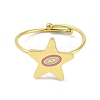 Ion Plating(IP) Star 304 Stainless Steel Enamel Ring RJEW-A038-17G-02-2