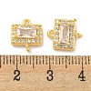 Brass Pave Clear Cubic Zirconia Connector Charms KK-P275-44G-3