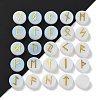 Brass Elder Futhark Alphabet Engraved Symbol Flat Round Opalite Rune Stones G-I373-01O-2