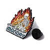 Skeleton with Word Monday & Fire Enamel Pins JEWB-Q015-10B-3