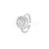 Non-Tarnish 304 Stainless Steel Flat Round with Initial Letter Open Cuff Ring for Men Women RJEW-S405-246P-Z-3