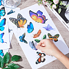 CRASPIRE 3 Sheets 3 Styles Butterfly PVC Waterproof Self-adhesive Stickers DIY-CP0009-13-3