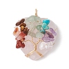 Natural & Synthetic Mixed Gemstone Copper Wire Wrapped Heart Pendants PALLOY-JF02847-2