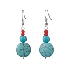 Brass Synthetic Turquoise Dangle Earrings EJEW-JE06535-3