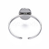 Non-Tarnish 304 Stainless Steel Open Cuff Finger Ring Cabochon Settings LS-STAS-T060-11P-2