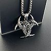 Viking Men's Triple Horn of Odin 304 Stainless Steel Pendant Necklaces FR0632-3