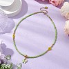 Glass Seed Beads & Flower Handmade Lampwork Beaded Necklaces NJEW-MZ00065-02-1