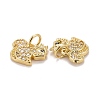 Autumn Theme Brass Micro Pave Clear & Black Cubic Zirconia Charms KK-Z024-02G-3